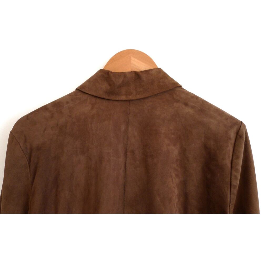 'S MAX MARA Esotico Brown Lamb Leather Suede Shirt Jacket Shacket Saks 4 38 $750 - Picture 9 of 13